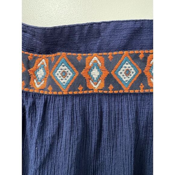 Xhilaration Large Navy Short Flutter Sleeve Gauze Square Neckline Top - Picture 5 of 5